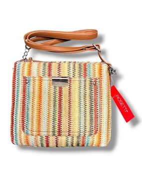 🌞 Rosetti Maeve Straw Crossbody Bag Woven Multicolor Summer NWT